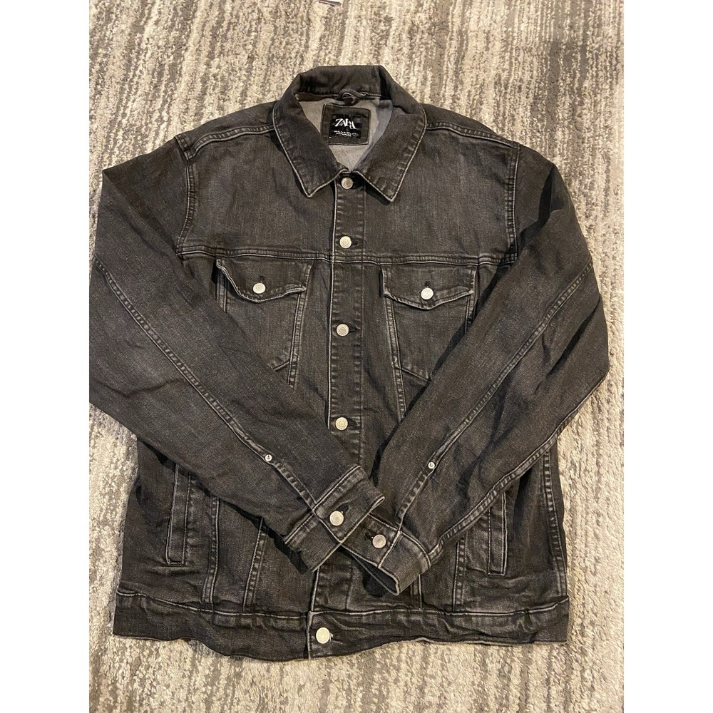 Zara Mens XL Black Denim Jacket